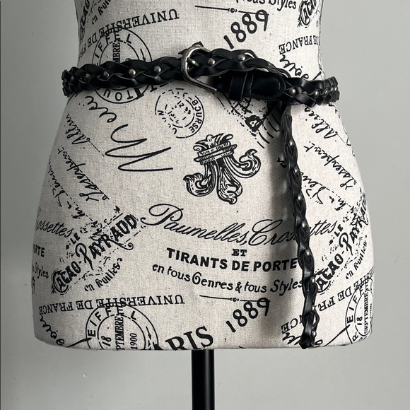 Unbranded Accessories - Black Braided Stud Belt Faux Leather